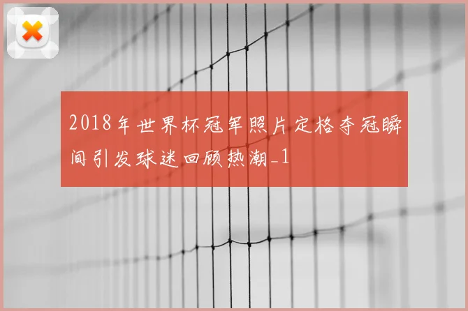2018年世界杯冠军照片定格夺冠瞬间引发球迷回顾热潮_1